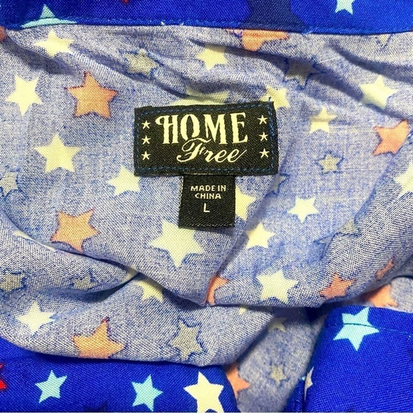 Home Free Colorful Stars Men's Hawaiian Shirt Beach Short Sleeved Button Large - Picture 5 of 6